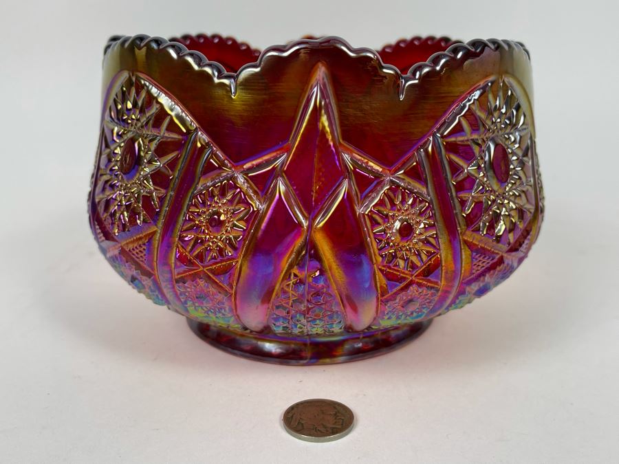 Vintage Red Carnival Glass Bowl 6.5W X 4.5H [Photo 4]