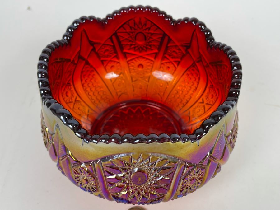Vintage Red Carnival Glass Bowl 6.5W X 4.5H [Photo 3]