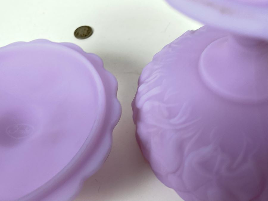 Vintage Fenton Purple Satin Glass Footed Candy Jar 6W X 7.5H [Photo 9]