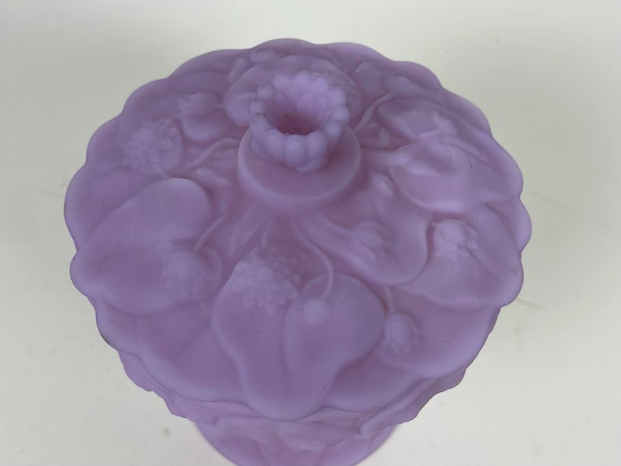 Vintage Fenton Purple Satin Glass Footed Candy Jar 6W X 7.5H [Photo 5]