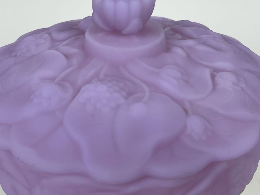 Vintage Fenton Purple Satin Glass Footed Candy Jar 6W X 7.5H [Photo 6]