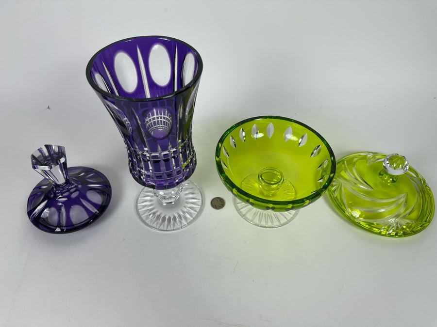 Purple Glass Candy Jar 13H And Green Glass Candy Jar 7H [Photo 8]