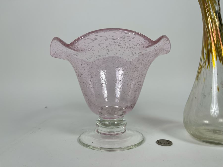 Pair Of Studio Glass Vases 5.5H And 10.5H [Photo 5]
