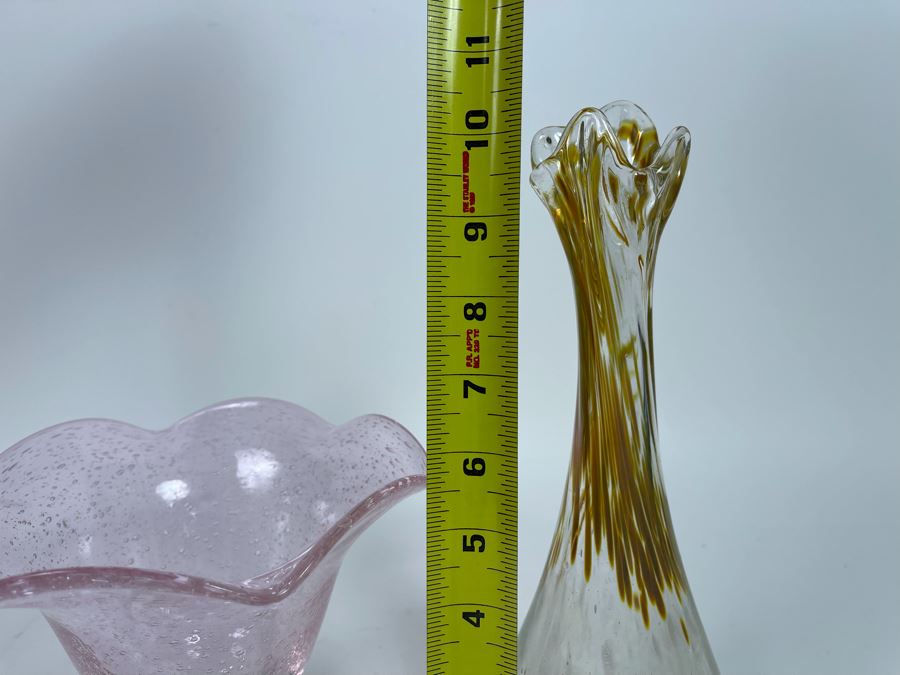 Pair Of Studio Glass Vases 5.5H And 10.5H [Photo 8]