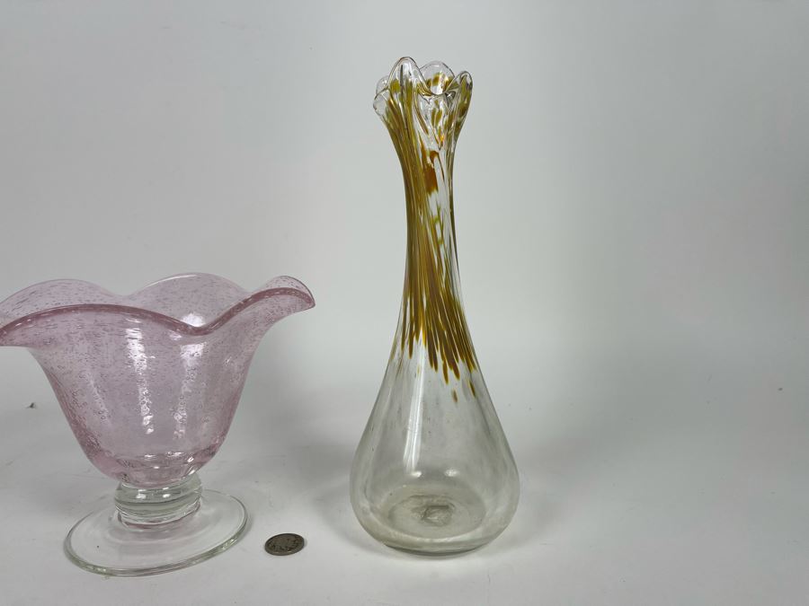 Pair Of Studio Glass Vases 5.5H And 10.5H [Photo 6]