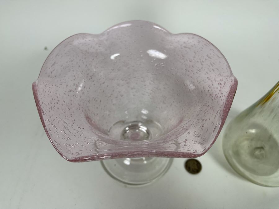 Pair Of Studio Glass Vases 5.5H And 10.5H [Photo 3]