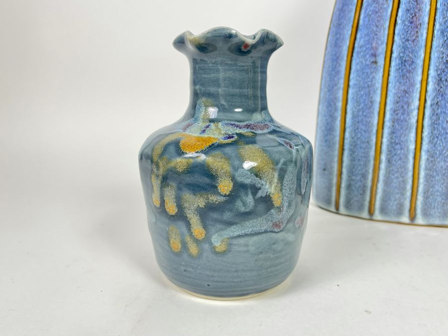 Two Signed Pottery Vases And Large Decorative Vase 6H - 16H [Photo 3]