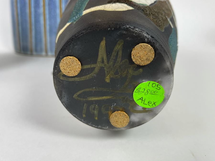 Two Signed Pottery Vases And Large Decorative Vase 6H - 16H [Photo 7]