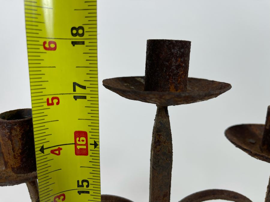Rustic Wrought Iron Candelabra 16.5W X 18H [Photo 4]