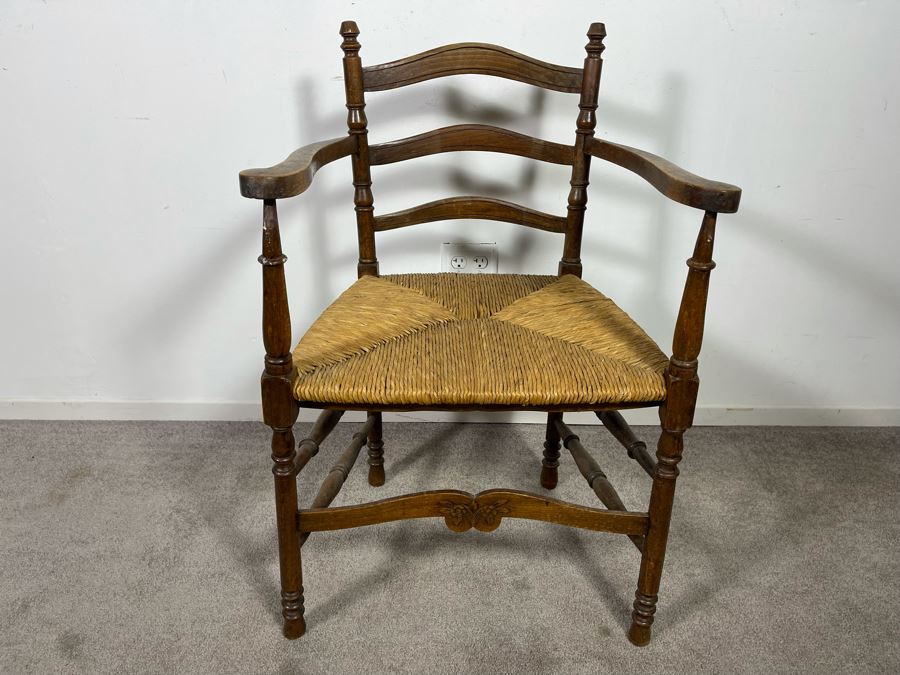 Vintage Rush Seat Armchair 22.5W X 18D X 35H