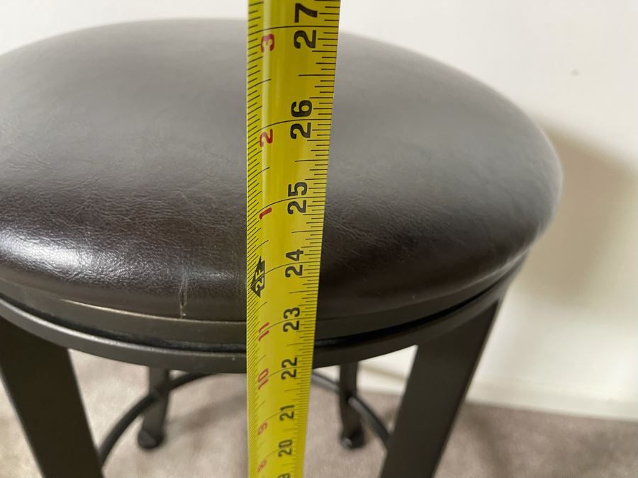 Pair Of Wesley Allen Heavy Swivel Backless Barstools 24H [Photo 7]