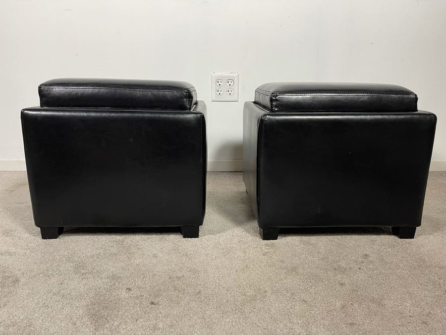 Pair Of Safavieh Single Tray Square Foot Rest Storage Ottoman [Photo 3]