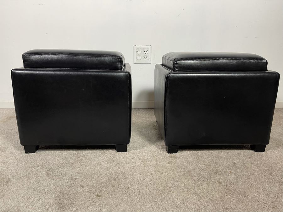 Pair Of Safavieh Single Tray Square Foot Rest Storage Ottoman [Photo 2]