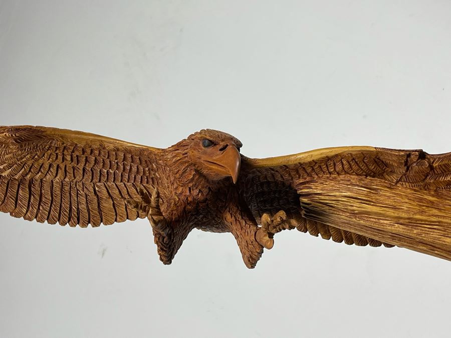 Original W. M. Churchill, Jr. 1994 Wooden Carved Sculpture Titled 'Raptor' (See Photos For Slight Chip On One Feather) 18W X 12D X 30H - Estimate $500-$1,000 [Photo 25]