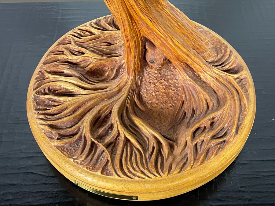 Original W. M. Churchill, Jr. 1994 Wooden Carved Sculpture Titled 'Raptor' (See Photos For Slight Chip On One Feather) 18W X 12D X 30H - Estimate $500-$1,000 [Photo 6]