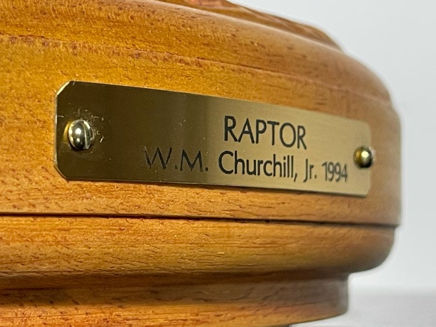 Original W. M. Churchill, Jr. 1994 Wooden Carved Sculpture Titled 'Raptor' (See Photos For Slight Chip On One Feather) 18W X 12D X 30H - Estimate $500-$1,000 [Photo 16]