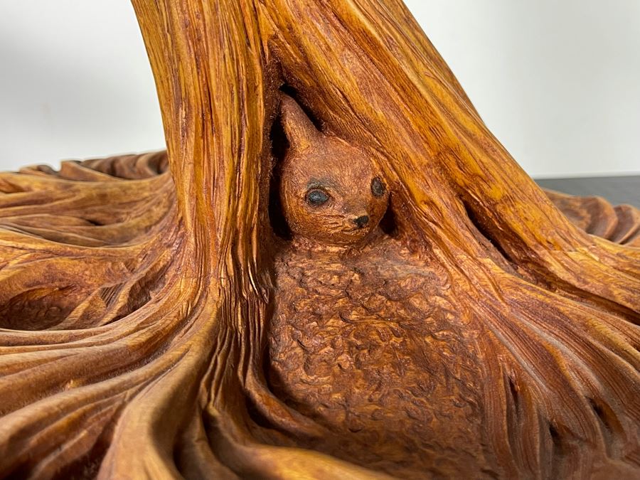 Original W. M. Churchill, Jr. 1994 Wooden Carved Sculpture Titled 'Raptor' (See Photos For Slight Chip On One Feather) 18W X 12D X 30H - Estimate $500-$1,000 [Photo 7]