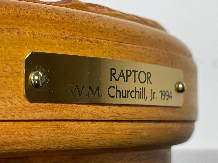 Original W. M. Churchill, Jr. 1994 Wooden Carved Sculpture Titled 'Raptor' (See Photos For Slight Chip On One Feather) 18W X 12D X 30H - Estimate $500-$1,000 [Photo 15]
