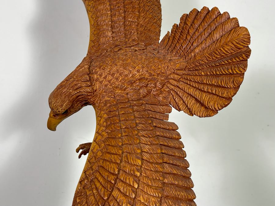 Original W. M. Churchill, Jr. 1994 Wooden Carved Sculpture Titled 'Raptor' (See Photos For Slight Chip On One Feather) 18W X 12D X 30H - Estimate $500-$1,000 [Photo 20]