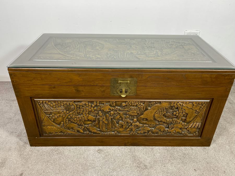 Asian Relief Carved Chest 40W X 20D X 19H [Photo 20]