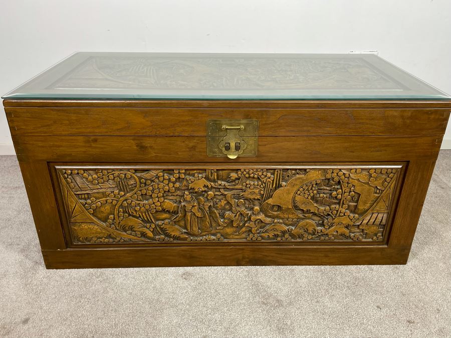 Asian Relief Carved Chest 40W X 20D X 19H [Photo 22]