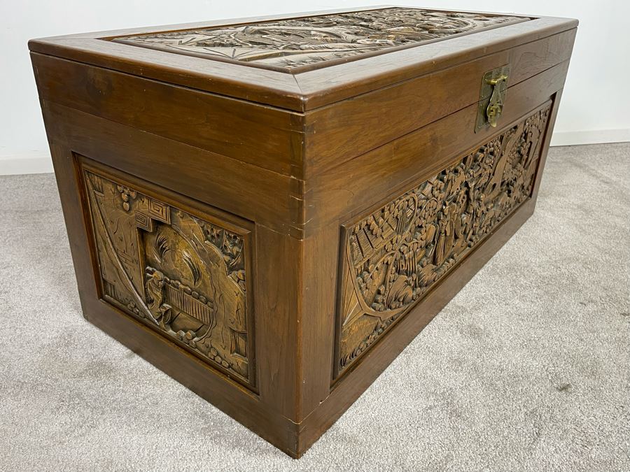 Asian Relief Carved Chest 40W X 20D X 19H [Photo 11]