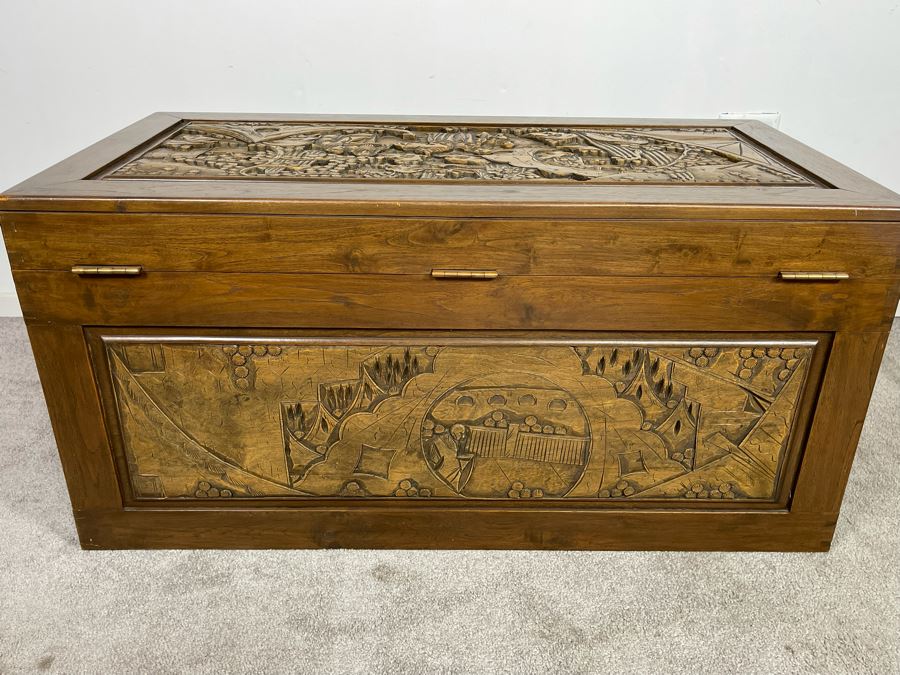 Asian Relief Carved Chest 40W X 20D X 19H [Photo 13]