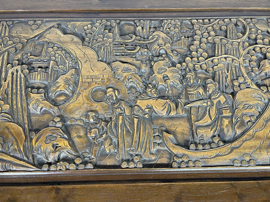 Asian Relief Carved Chest 40W X 20D X 19H [Photo 9]