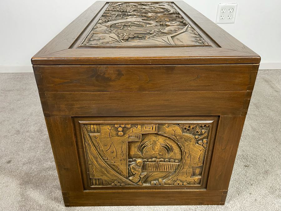 Asian Relief Carved Chest 40W X 20D X 19H [Photo 12]