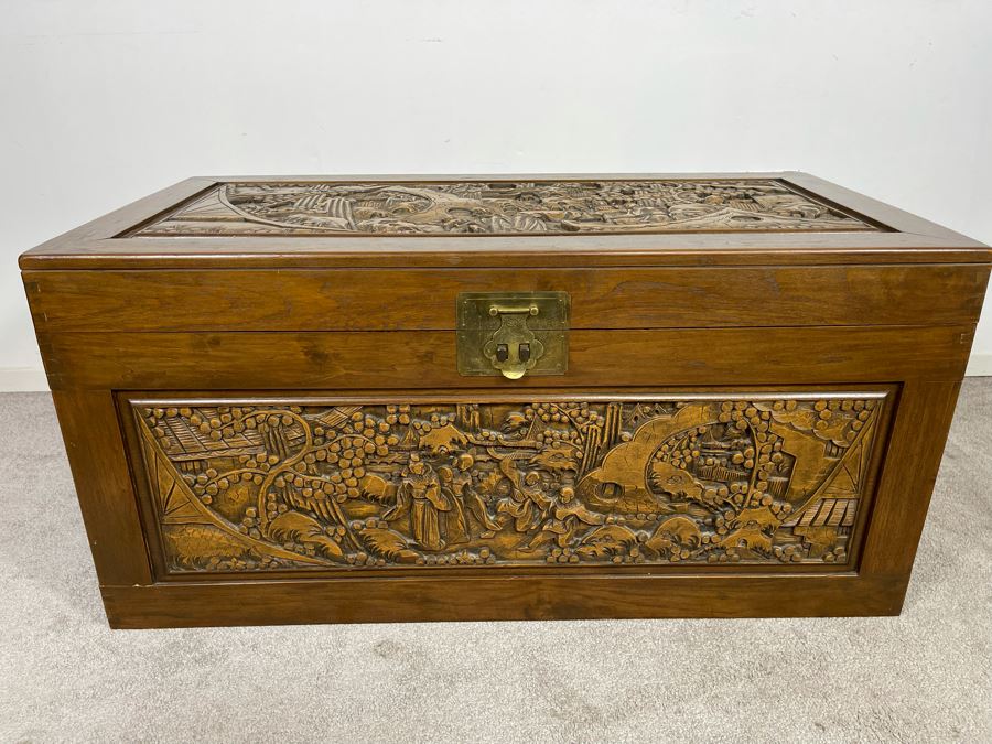 Asian Relief Carved Chest 40W X 20D X 19H [Photo 3]