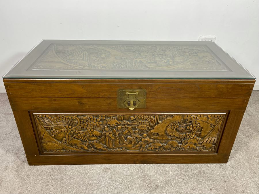 Asian Relief Carved Chest 40W X 20D X 19H [Photo 21]