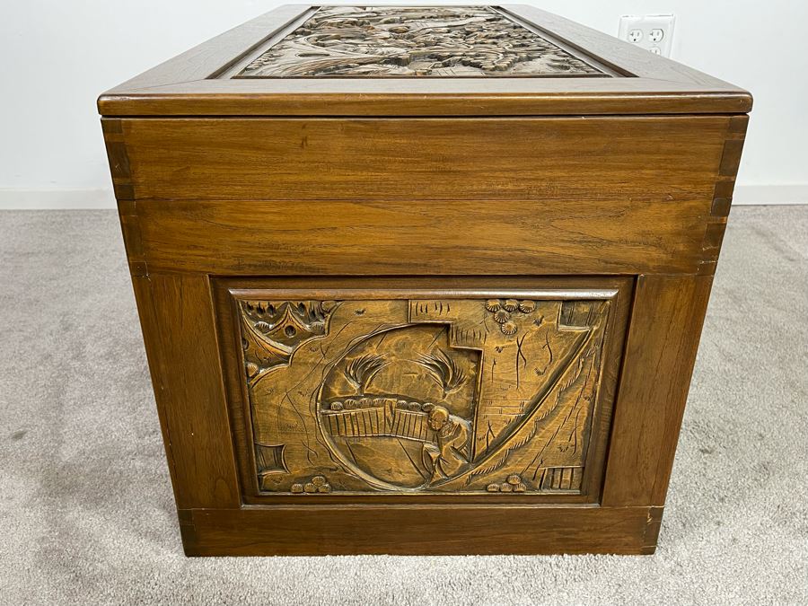 Asian Relief Carved Chest 40W X 20D X 19H [Photo 15]