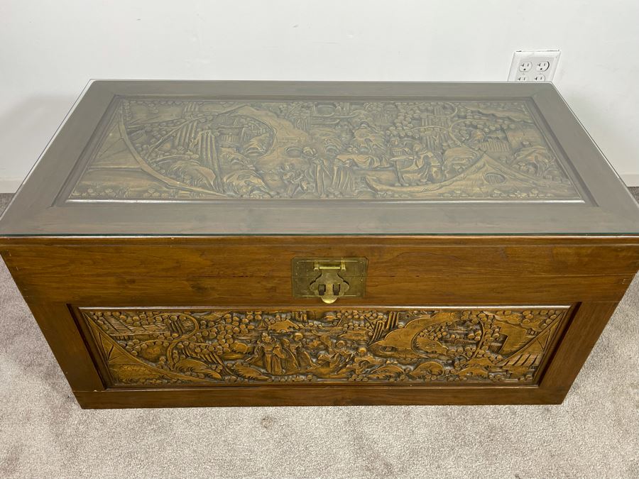 Asian Relief Carved Chest 40W X 20D X 19H [Photo 23]