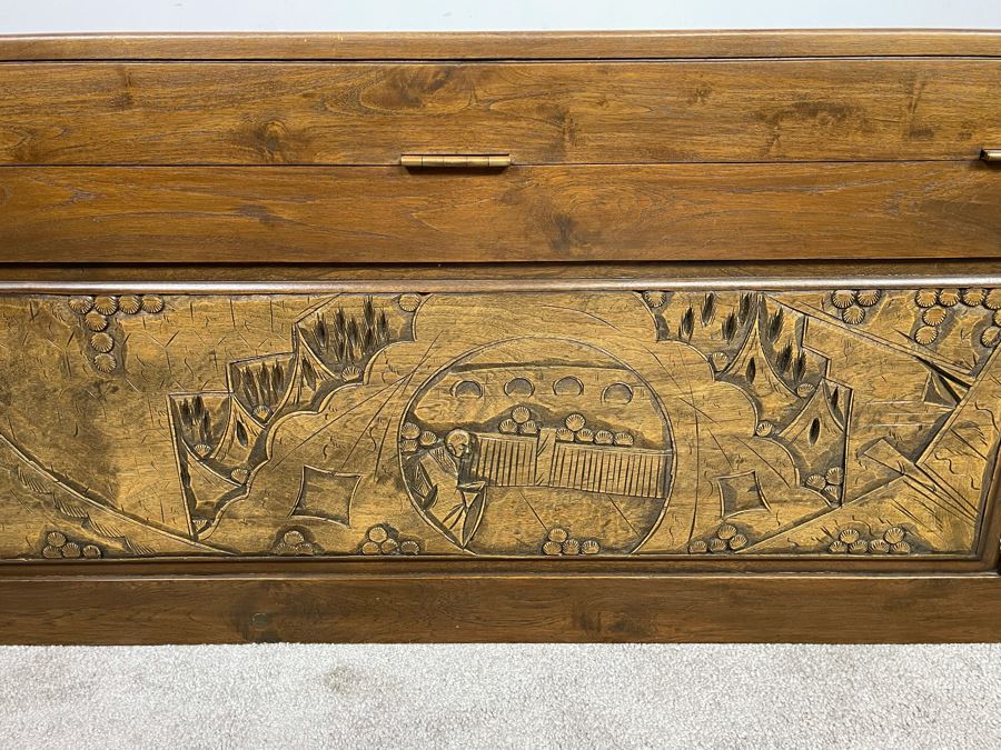 Asian Relief Carved Chest 40W X 20D X 19H [Photo 14]