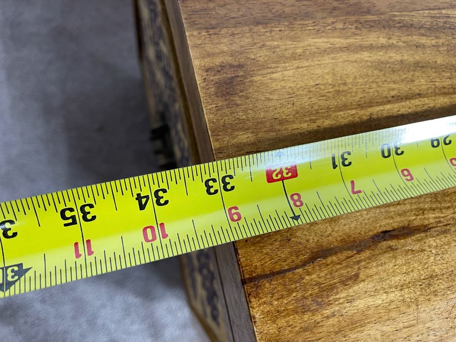 Wooden Trunk With Burlap Fabric Design Made In India For Pier1 Imports 33W X 16D X 18H [Photo 12]