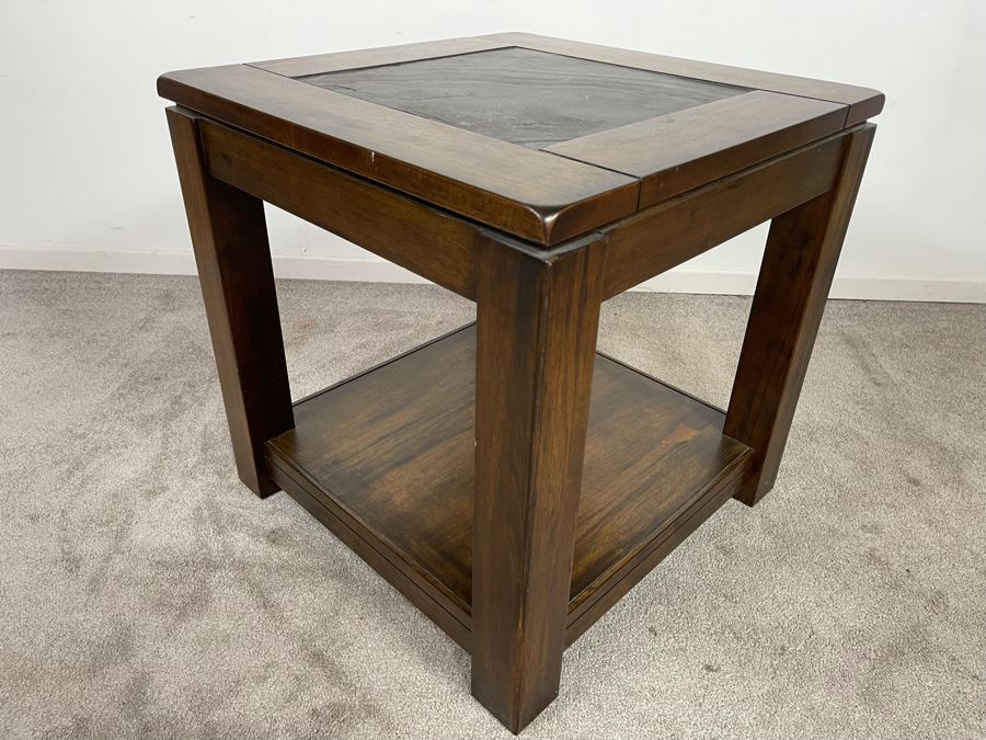 Wooden Side Table With Slate Top 22W X 22H [Photo 5]