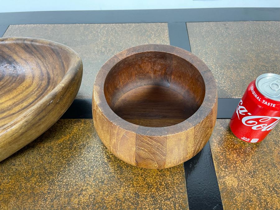 Pair Of Wooden Bowls 16W And 8.5W (Bowl On Right Is Dansk Designs Denmark) [Photo 6]