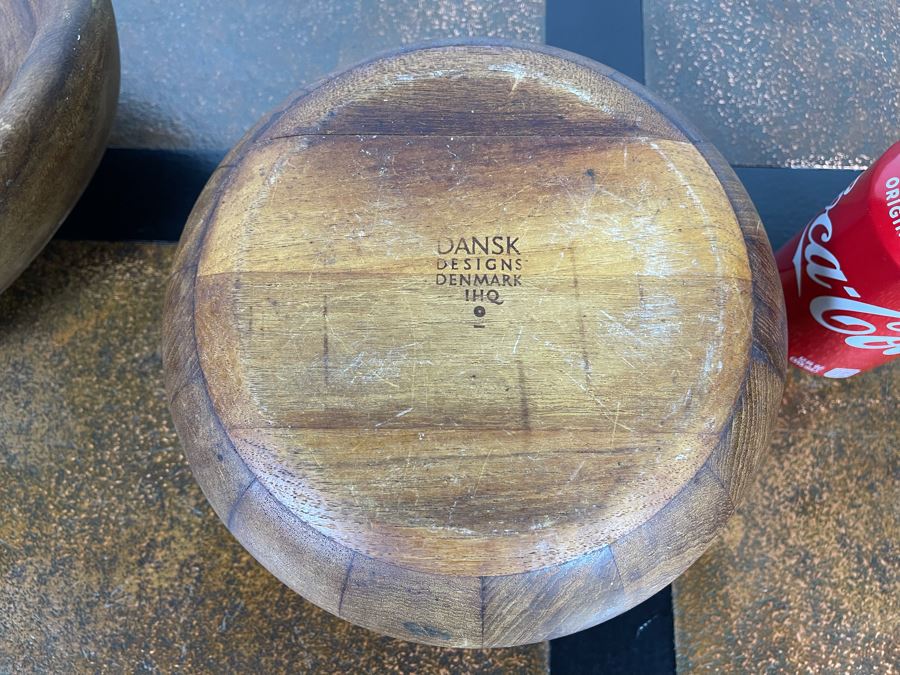 Pair Of Wooden Bowls 16W And 8.5W (Bowl On Right Is Dansk Designs Denmark) [Photo 7]