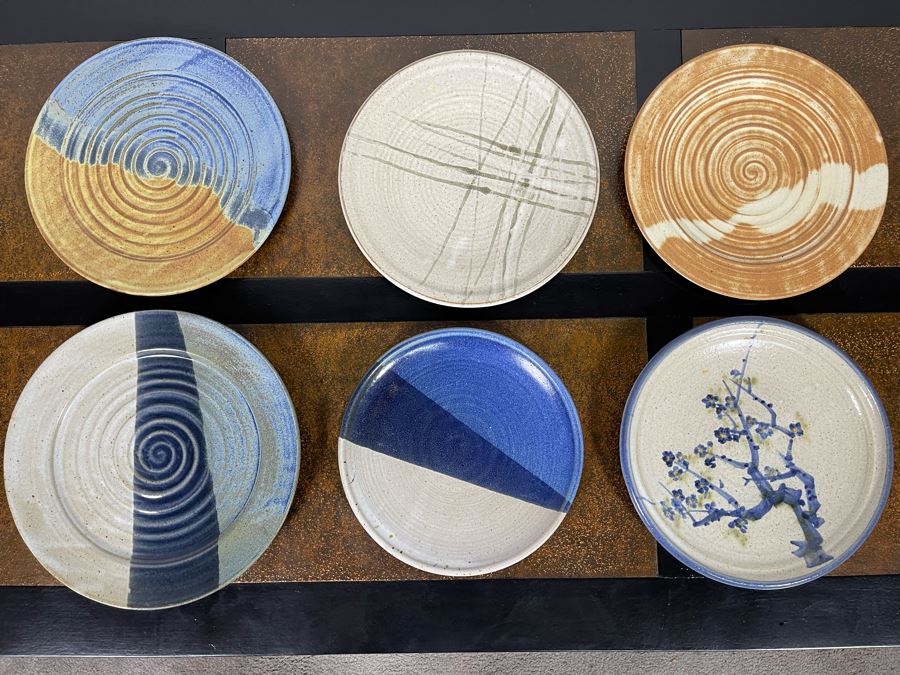 Collection Of Six Signed Studio Pottery Plates 10W - 12W [Photo 2]