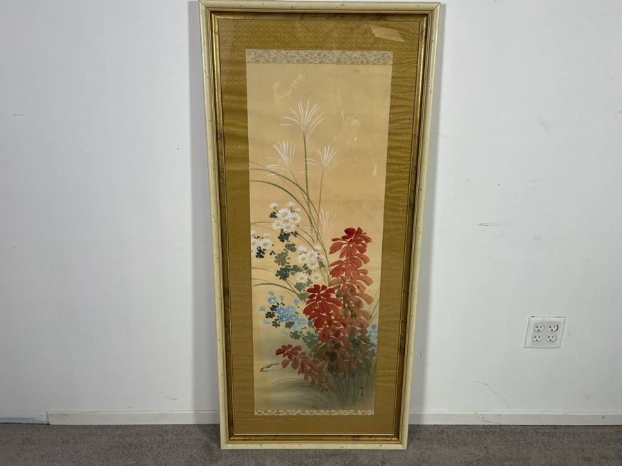 Original Framed Signed Chinese Silk Scroll Painting 44 X 16 Painted Area [Photo 3]