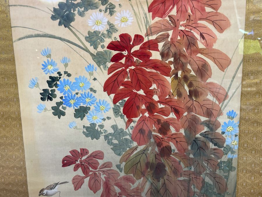 Original Framed Signed Chinese Silk Scroll Painting 44 X 16 Painted Area [Photo 11]