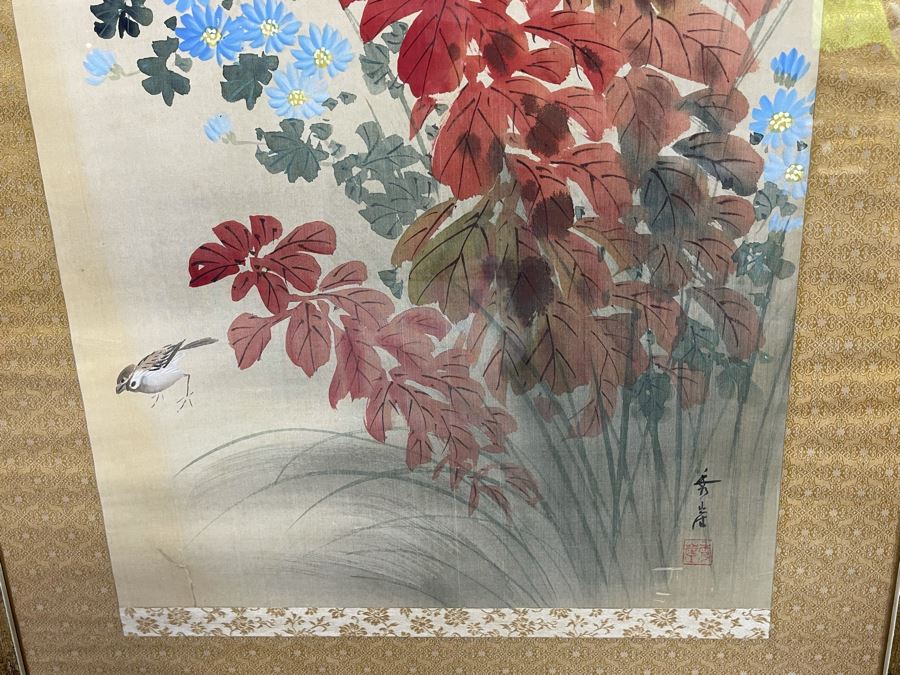 Original Framed Signed Chinese Silk Scroll Painting 44 X 16 Painted Area [Photo 10]