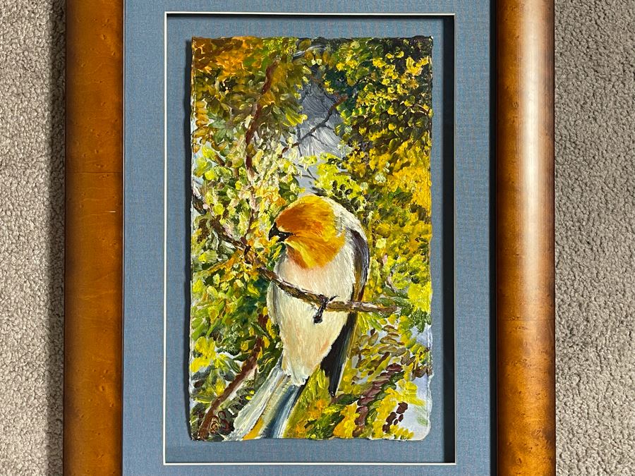 Original Christian Riso Painting Of Palila Bird Koloa, Kauai 7 X 12 Retails $800 [Photo 1]