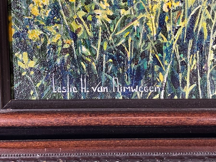 Original Signed Leslie H. Van Nimwegen Framed Painting Titled 'Russian River Outlet' 16 X 12 Retailed $1080 [Photo 9]