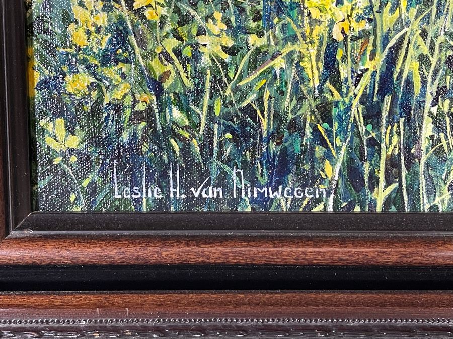 Original Signed Leslie H. Van Nimwegen Framed Painting Titled 'Russian River Outlet' 16 X 12 Retailed $1080 [Photo 8]