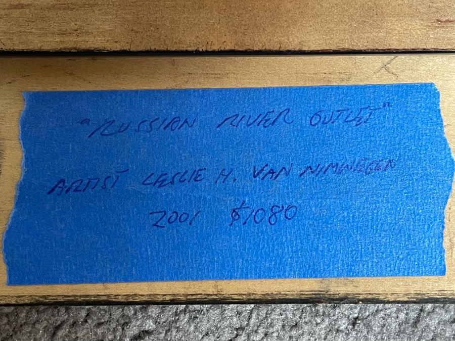 Original Signed Leslie H. Van Nimwegen Framed Painting Titled 'Russian River Outlet' 16 X 12 Retailed $1080 [Photo 11]