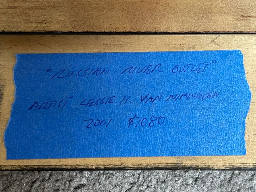 Original Signed Leslie H. Van Nimwegen Framed Painting Titled 'Russian River Outlet' 16 X 12 Retailed $1080 [Photo 10]