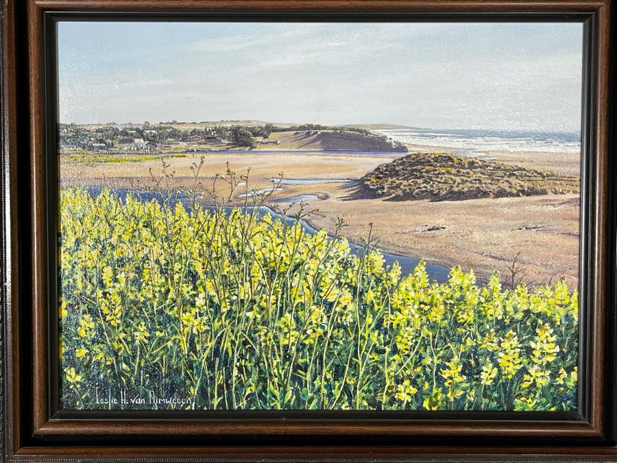 Original Signed Leslie H. Van Nimwegen Framed Painting Titled 'Russian River Outlet' 16 X 12 Retailed $1080 [Photo 3]