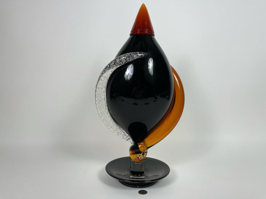 Large Signed Murano Glass Sculpture - See Second Photo For Slight Nick Near Top - 10W X 19H [Photo 10]