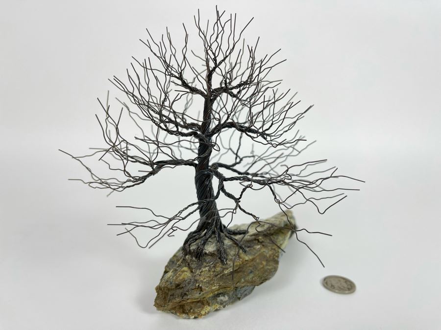 Signed Wire Tree Sculpture On Stone Base 6H Retails $100 [Photo 3]